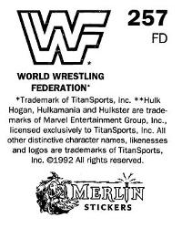 1992 Merlin WWF Stickers (England) #257 Roddy Piper Back