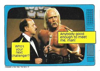 1986 Scanlens WWF Pro Wrestler #57 Gene Okerlund / Hulk Hogan Front