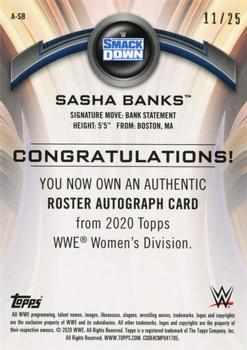 2020 Topps WWE Women's Division - Roster Autographs Blue #A-SB Sasha Banks Back