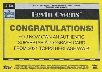 2021 Topps Heritage WWE - Autographs Green #A-KO Kevin Owens Back