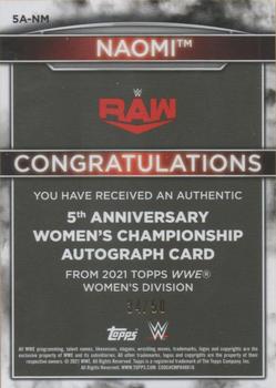2021 Topps WWE Women's Division - 5th Anniversary Championship Autographs Green #5A-NM Naomi Back