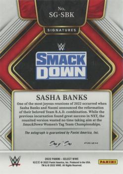 2022 Panini Select WWE - Signatures Black Prizms #SG-SBK Sasha Banks Back