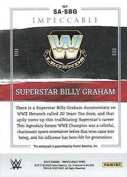 2022 Panini Impeccable WWE - Superstar Autographs #SA-SBG Superstar Billy Graham Back