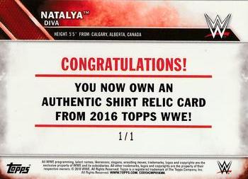 2016 Topps WWE - Shirt Relic Red #NNO Natalya Back