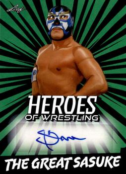 2023 Leaf Heroes of Wrestling - Autographs Green #BA-GS1 The Great Sasuke Front
