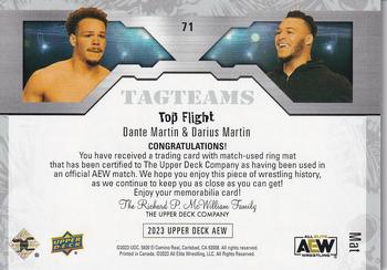 2023 Upper Deck AEW - Mat Relics #71 Darius Martin / Dante Martin Back