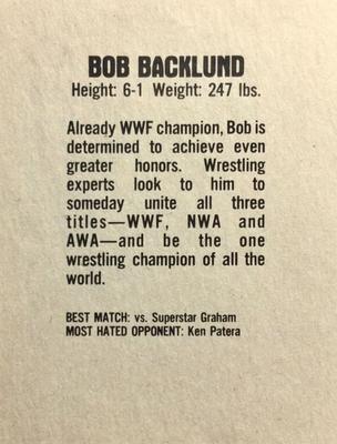 1981 Wrestling Super Stars #NNO Bob Backlund Back