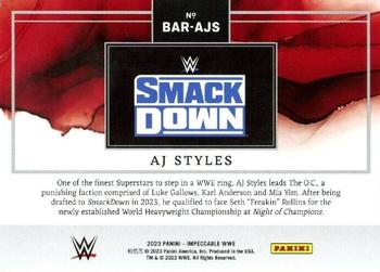 2023 Panini Impeccable WWE - WWE Logo Silver #BAR-AJS AJ Styles Back
