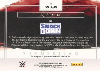 2023 Panini Impeccable WWE - Impeccable SummerSlam Signatures #SS-AJS AJ Styles Back
