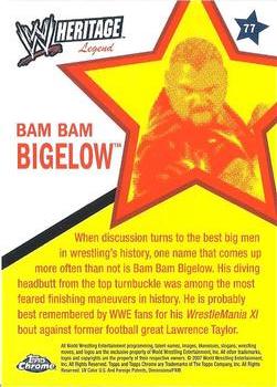 2007 Topps Chrome Heritage II WWE #77 Bam Bam Bigelow Back