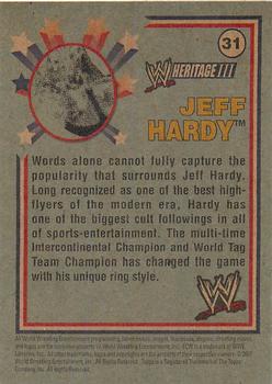 2007 Topps Heritage III WWE #31 Jeff Hardy  Back