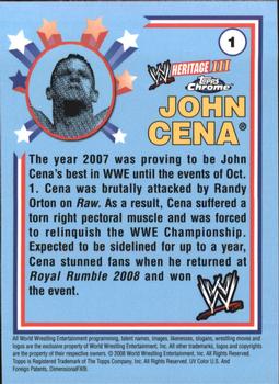 2008 Topps Chrome Heritage III WWE #1 John Cena  Back