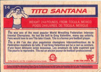 1985 O-Pee-Chee WWF Pro Wrestling Stars #14 Tito Santana Back