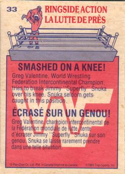 1985 O-Pee-Chee WWF Pro Wrestling Stars #33 Smashed On A Knee! Back