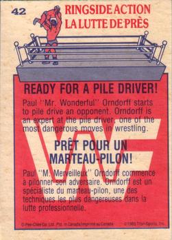 1985 O-Pee-Chee WWF Pro Wrestling Stars #42 Ready For A Pile Driver! Back