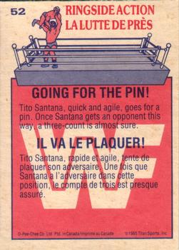 1985 O-Pee-Chee WWF Pro Wrestling Stars #52 Going For The Pin! Back