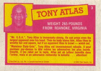 1985 O-Pee-Chee WWF Pro Wrestling Stars Series 2 #3 Tony Atlas Back