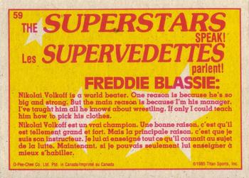 1985 O-Pee-Chee WWF Pro Wrestling Stars Series 2 #59 Fred Blassie / Roddy Piper / Nikolai Volkoff Back