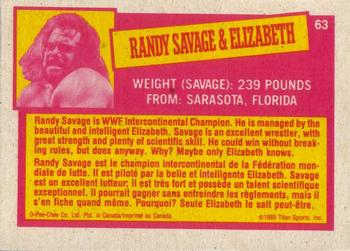 1985 O-Pee-Chee WWF Pro Wrestling Stars Series 2 #63 Randy Savage & Elizabeth Back