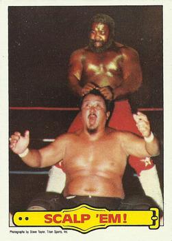 1985 Topps WWF Pro Wrestling Stars #24 Scalp 'Em! Front
