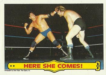 1985 Topps WWF Pro Wrestling Stars #28 Here She Comes! Front