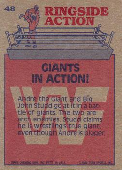 1985 Topps WWF Pro Wrestling Stars #48 Giants In Action! Back