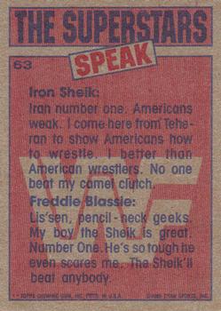 1985 Topps WWF Pro Wrestling Stars #63 Iron Sheik / Freddie Blassie Back