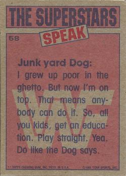 1985 Topps WWF Pro Wrestling Stars #58 Gene Okerlund / Junkyard Dog Back