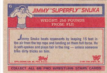 1985 Topps WWF Pro Wrestling Stars #6 Superfly Jimmy Snuka Back