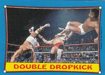 1987 Topps WWF #33 Double Dropkick Front