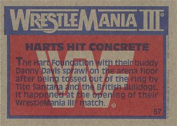 1987 Topps WWF #57 Harts Hit Concrete Back