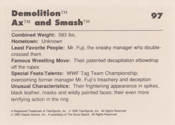 1990 Classic WWF #97 Demolition Back