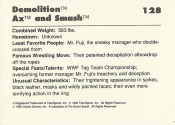 1990 Classic WWF #128 Demolition Back
