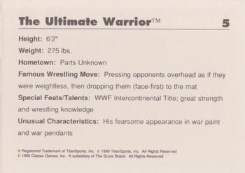 1990 Classic WWF #5 The Ultimate Warrior Back