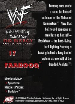 2000 Comic Images WWF No Mercy #17 Faarooq  Back