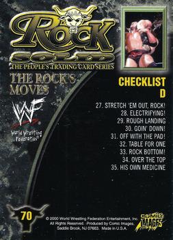 2000 Comic Images WWF Rock Solid #70 Checklist D/Rock with Kane  Back