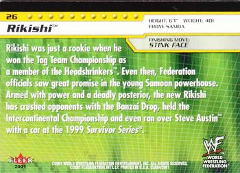 2001 Fleer WWF Championship Clash #26 Rikishi  Back