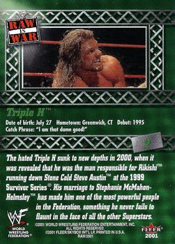 2001 Fleer WWF Raw Is War #2 Triple H  Back