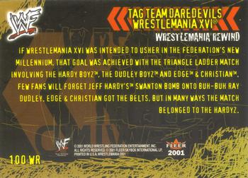 2001 Fleer WWF Wrestlemania #100 Tag Team Daredevils  Back