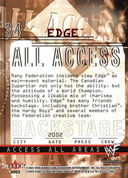 2002 Fleer WWF All Access #34 Edge  Back