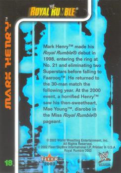 2002 Fleer WWE Royal Rumble #18 Mark Henry  Back
