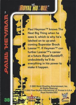 2002 Fleer WWE Royal Rumble #38 Paul Heyman  Back