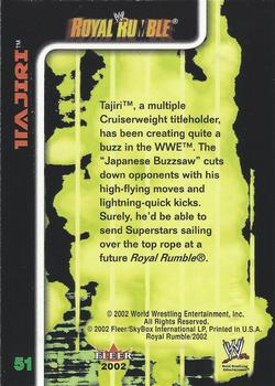 2002 Fleer WWE Royal Rumble #51 Tajiri  Back