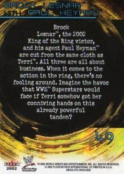 2002 Fleer WWE Absolute Divas #49 Brock Lesnar / Paul Heyman Back