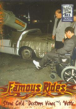 2002 Fleer WWF All Access - Famous Rides #5 FR Stone Cold Destroys Vince's 'Vette Front