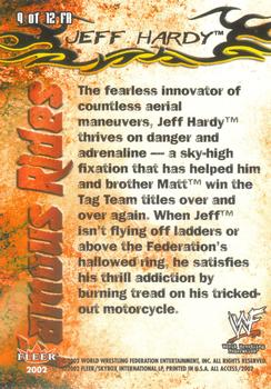 2002 Fleer WWF All Access - Famous Rides #9 FR Jeff Hardy's Motorcycle Back