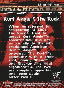 2002 Fleer WWF All Access - Match Makers #13 MM Kurt Angle / The Rock Back