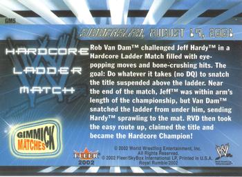 2002 Fleer WWE Royal Rumble - Gimmick Matches #GM5 Rob Van Dam vs. Jeff Hardy Back
