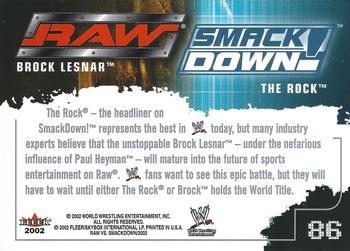 2002 Fleer WWE Raw vs. SmackDown #86 Brock Lesnar vs. The Rock Back