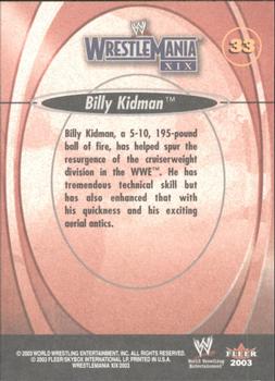 2003 Fleer WWE WrestleMania XIX #33 Billy Kidman  Back